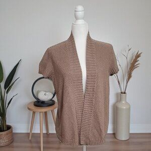 LOFT Taupe Knit Shrug Cardigan | Size Large | 100% Cotton